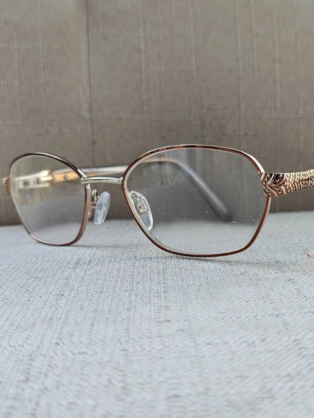 Vintage Sophia Loren Women Eyeglasses Frame Brown/Gold Tone Eyewear Zyloware